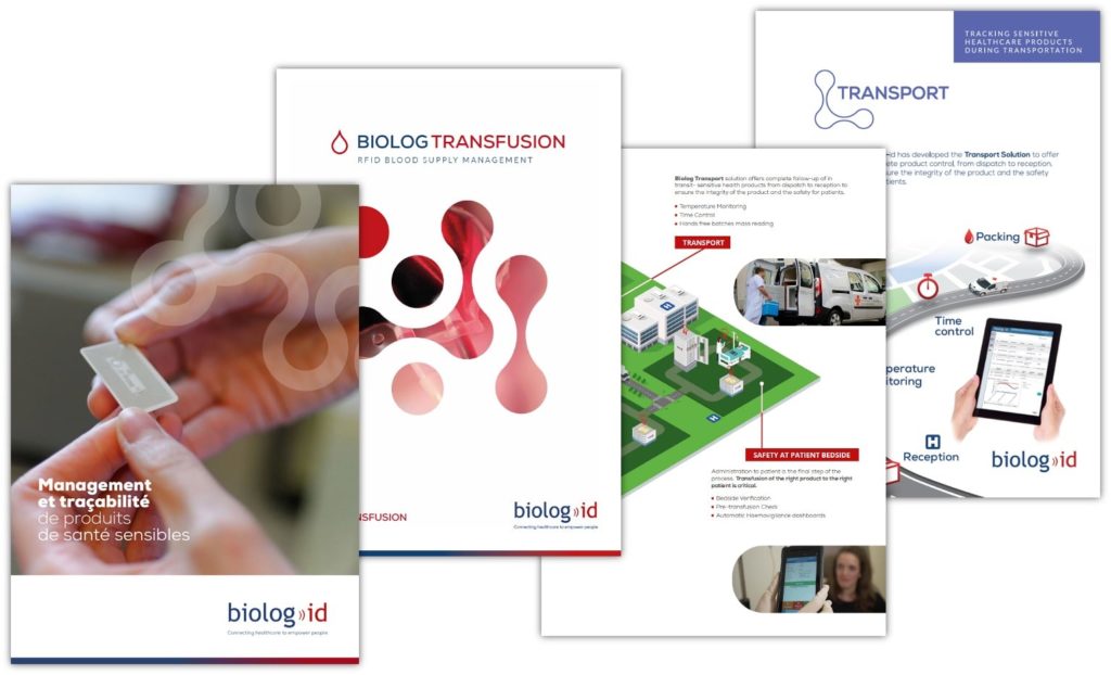 Nombreuses brochures depuis 2015 pour BIOLOG-ID, spécialiste RFID.